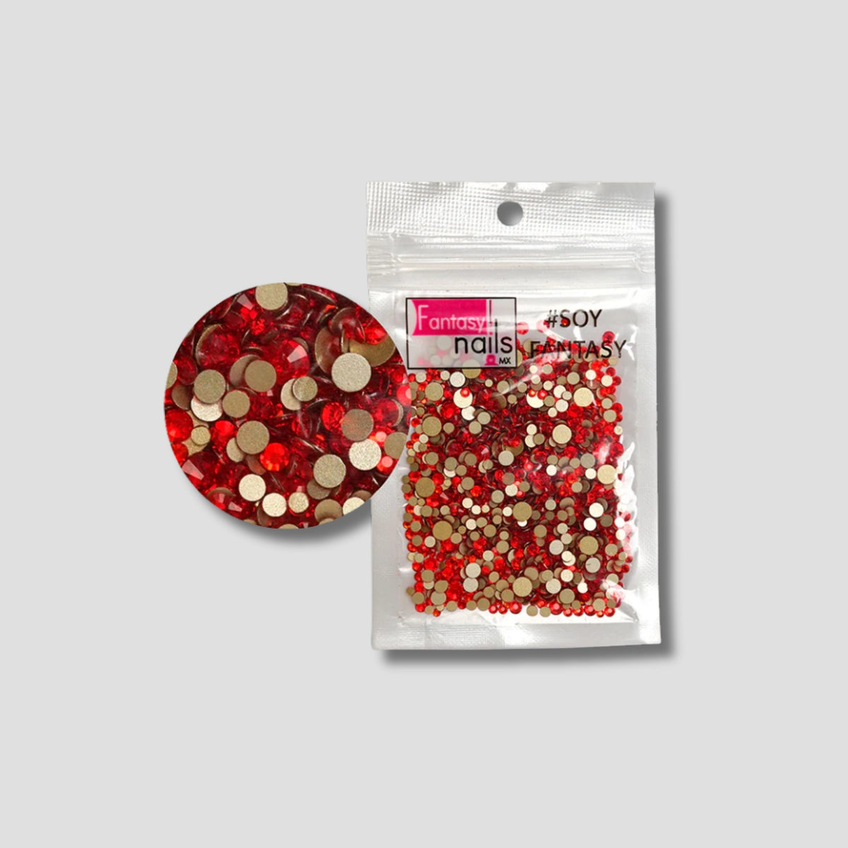 FANTASY NAILS CRISTALES MIX ROJO