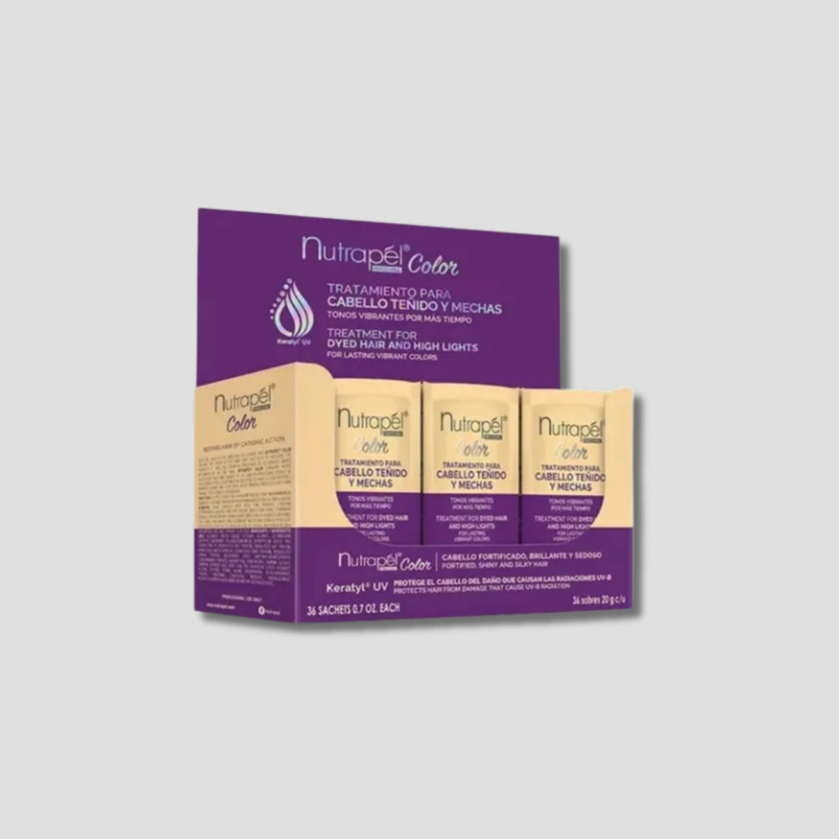 NUTRAPEL CAJA DE TRATAMIENTO PARA CABELLO TEÑIDO 36 PIEZAS