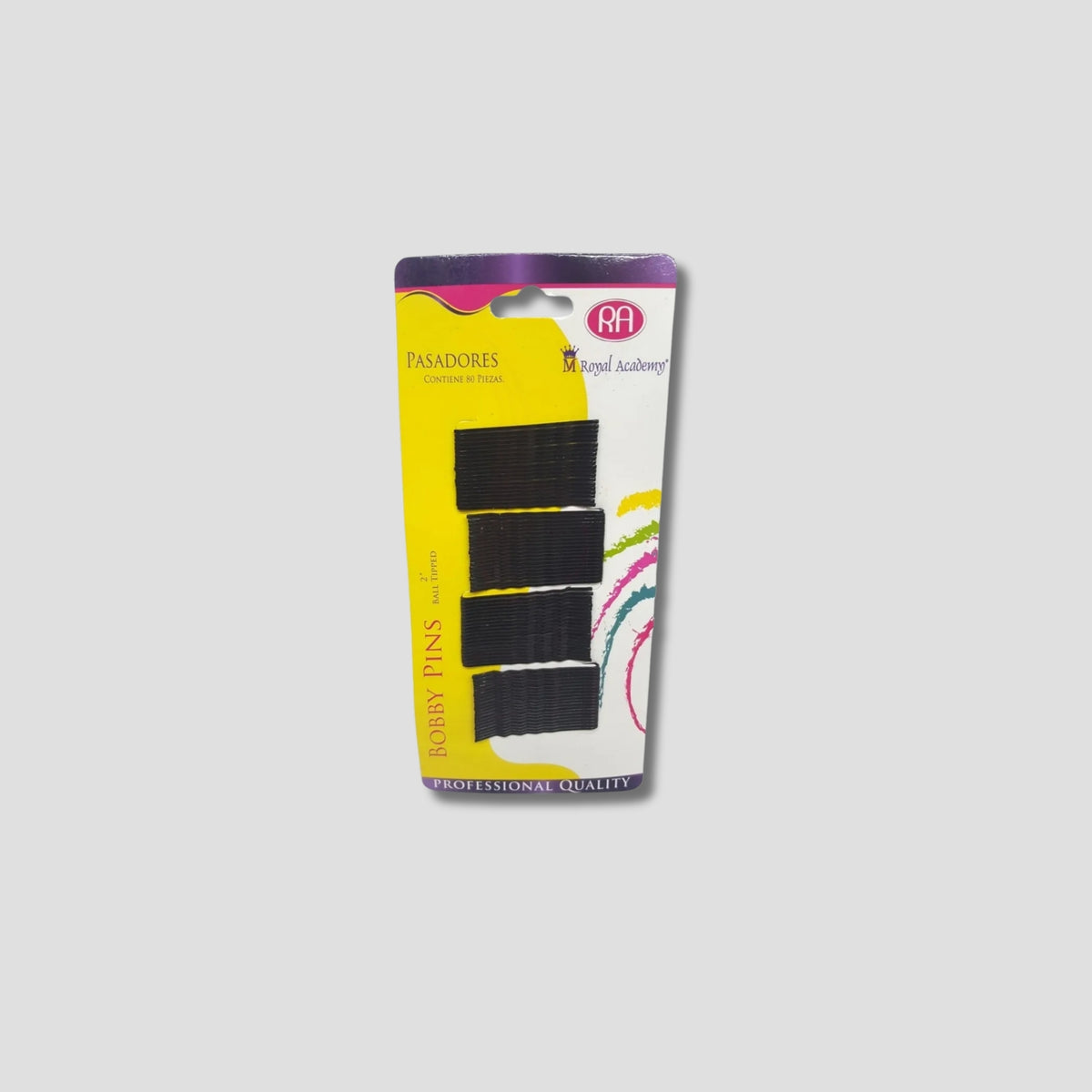 RA PASADOR PROFESIONAL NEGRO 2" CARD 80 PIEZAS 1504