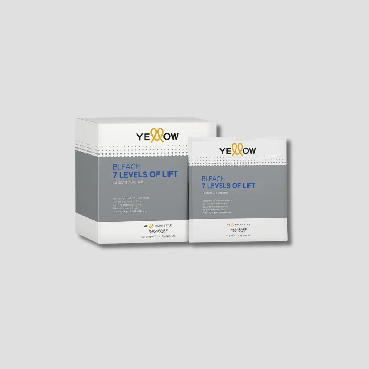 YELLOW SCALP BLEACH 7 NIVELES CAJA CON 12 SOBRES