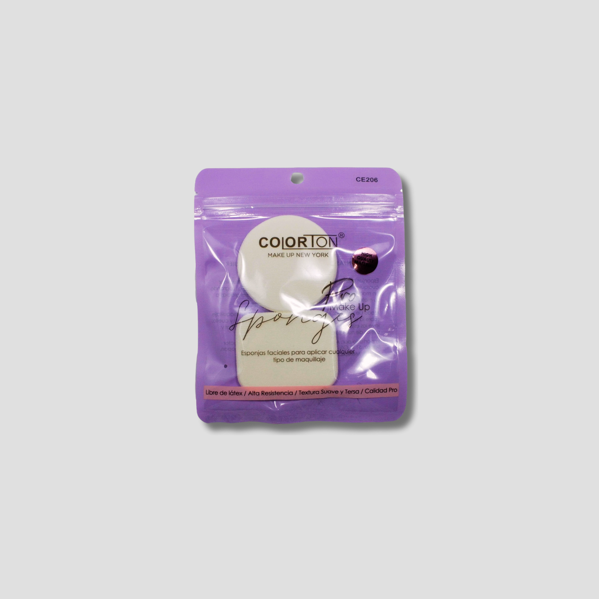 CE206 COLORTON ESPONJA COSMÉTICA REDONDA Y CUADRADA 2 PZAS