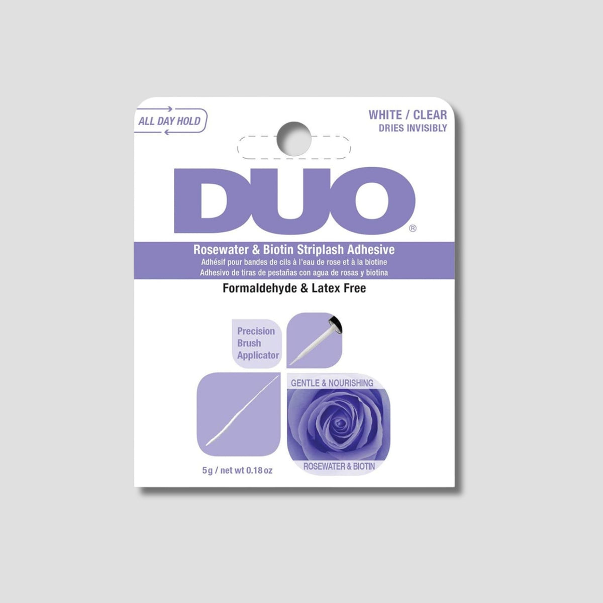 DUO ADHESIVO TRANSPARENTE DE AGUA DE ROSAS Y BIOTINA