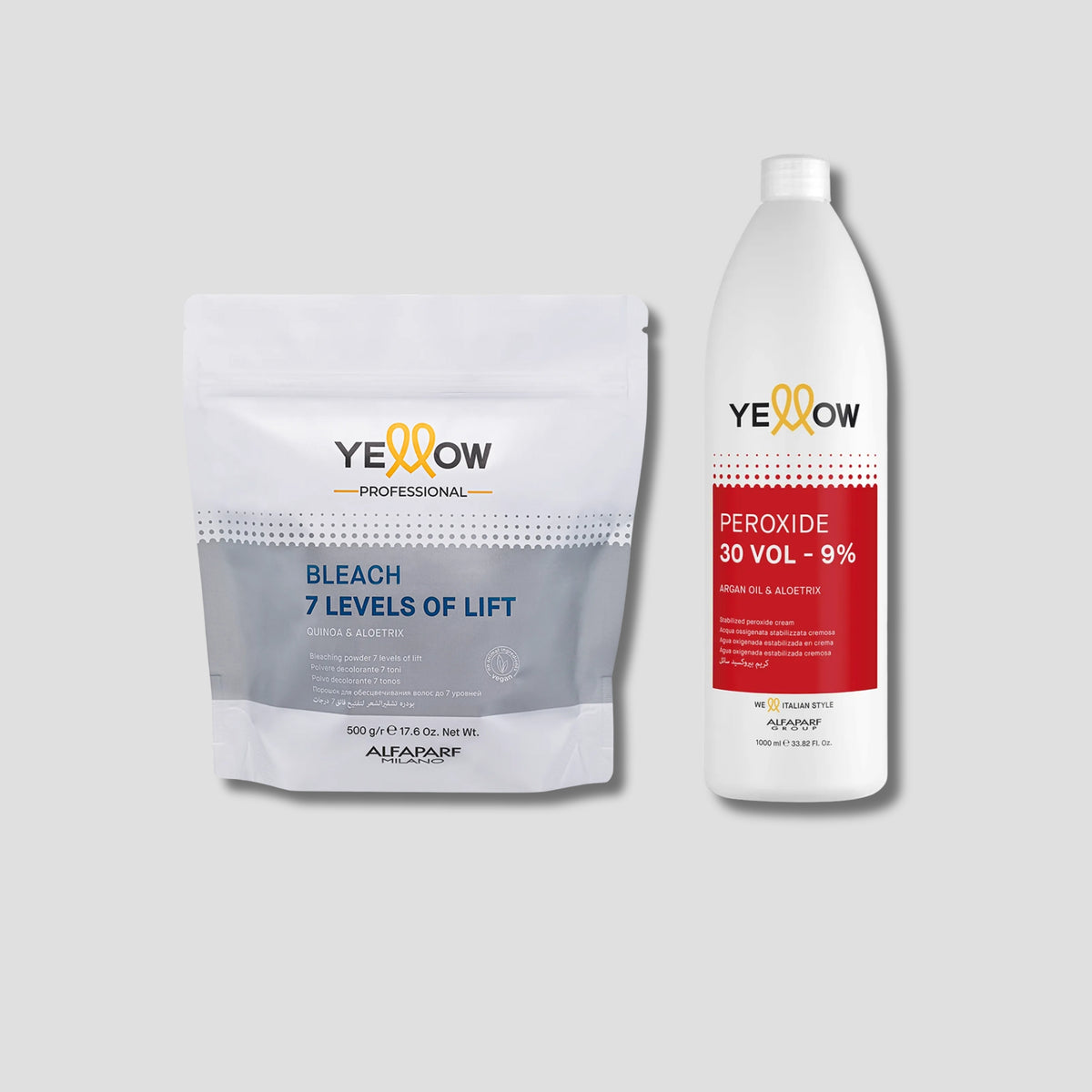 YELLOW KIT DECOLORANTE 7 NIVELES + PEROXIDO