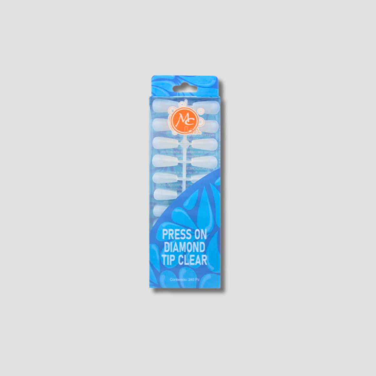 MC NAILS PRESS ON DIAMOND TIP CLEAR 240P