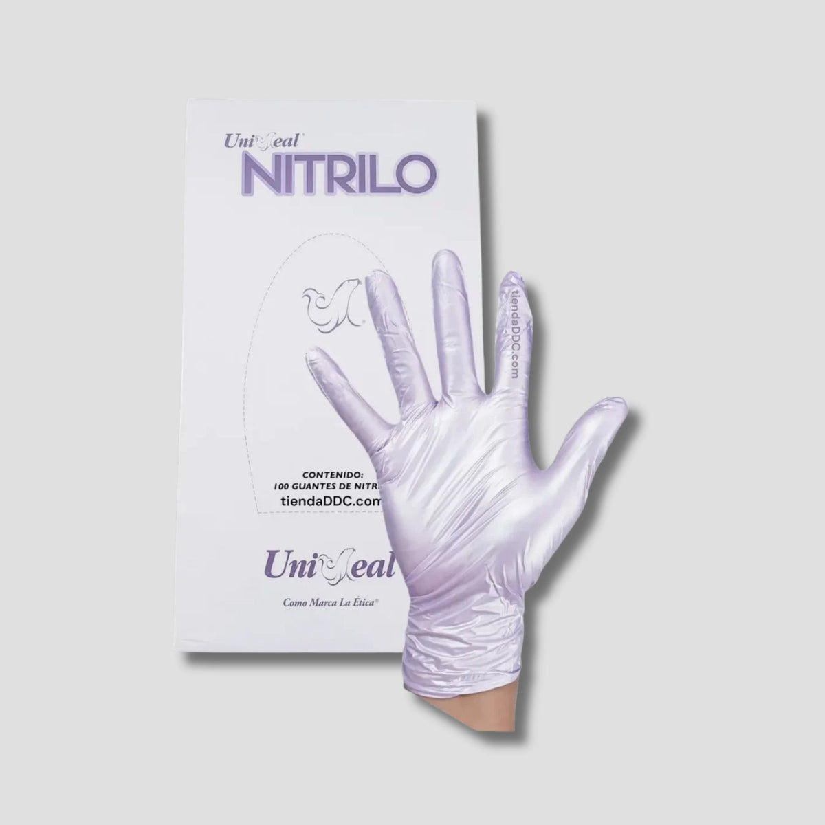 NITRILO CAJA DE GUANTES LILA METALICO MED