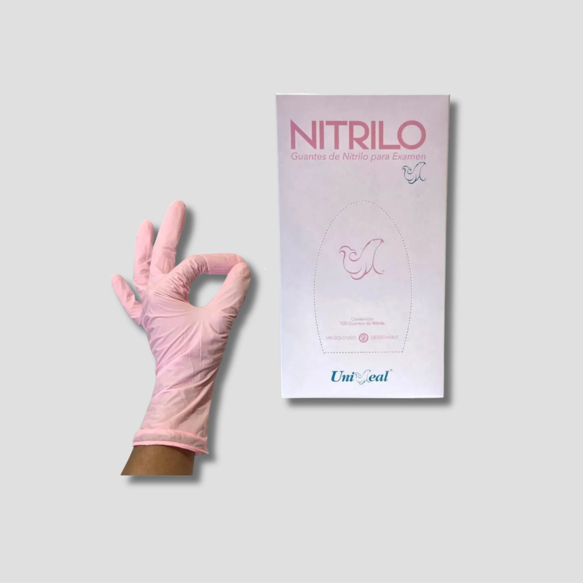 NITRILO CAJA DE GUANTES ROSA PASTEL MED