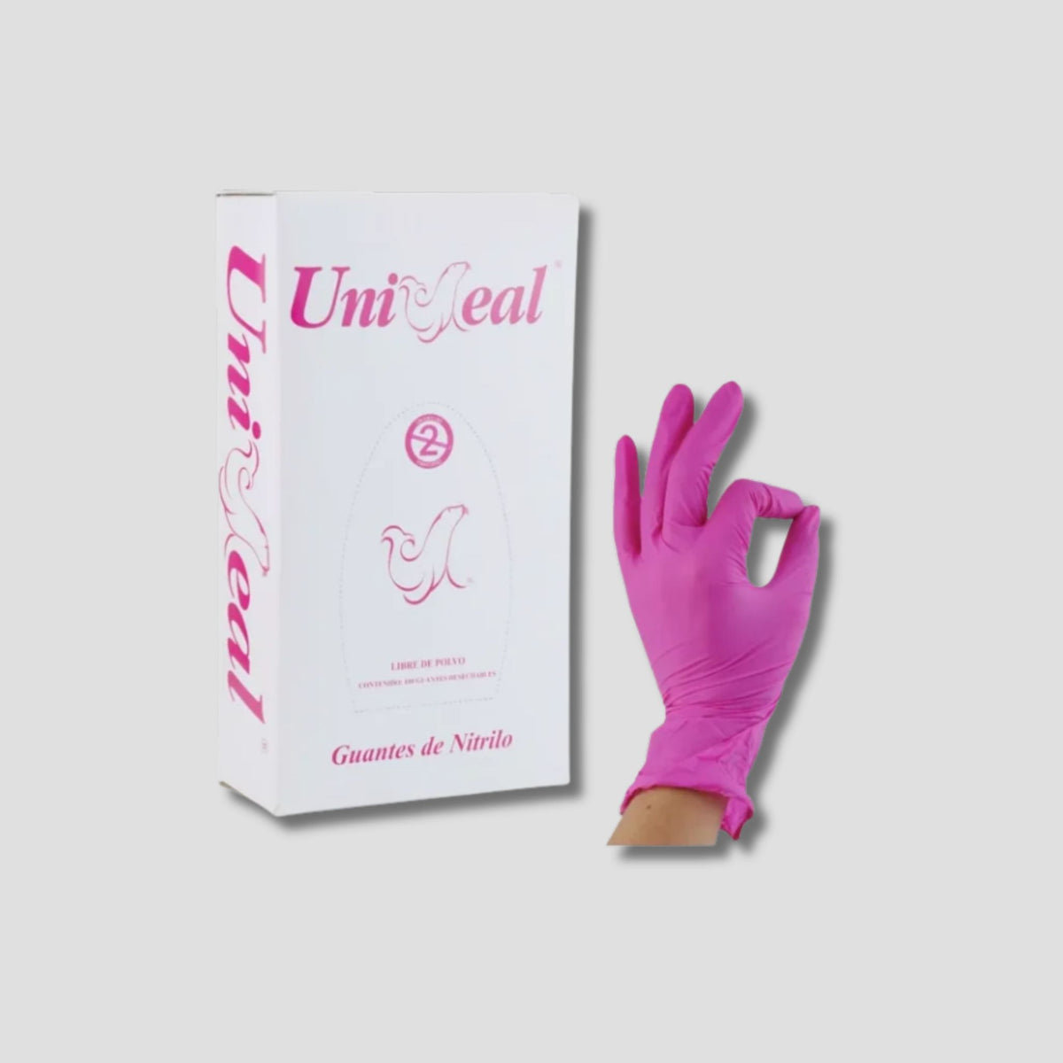 UNISEAL CAJA DE GUANTES NITRILO ROSA MET