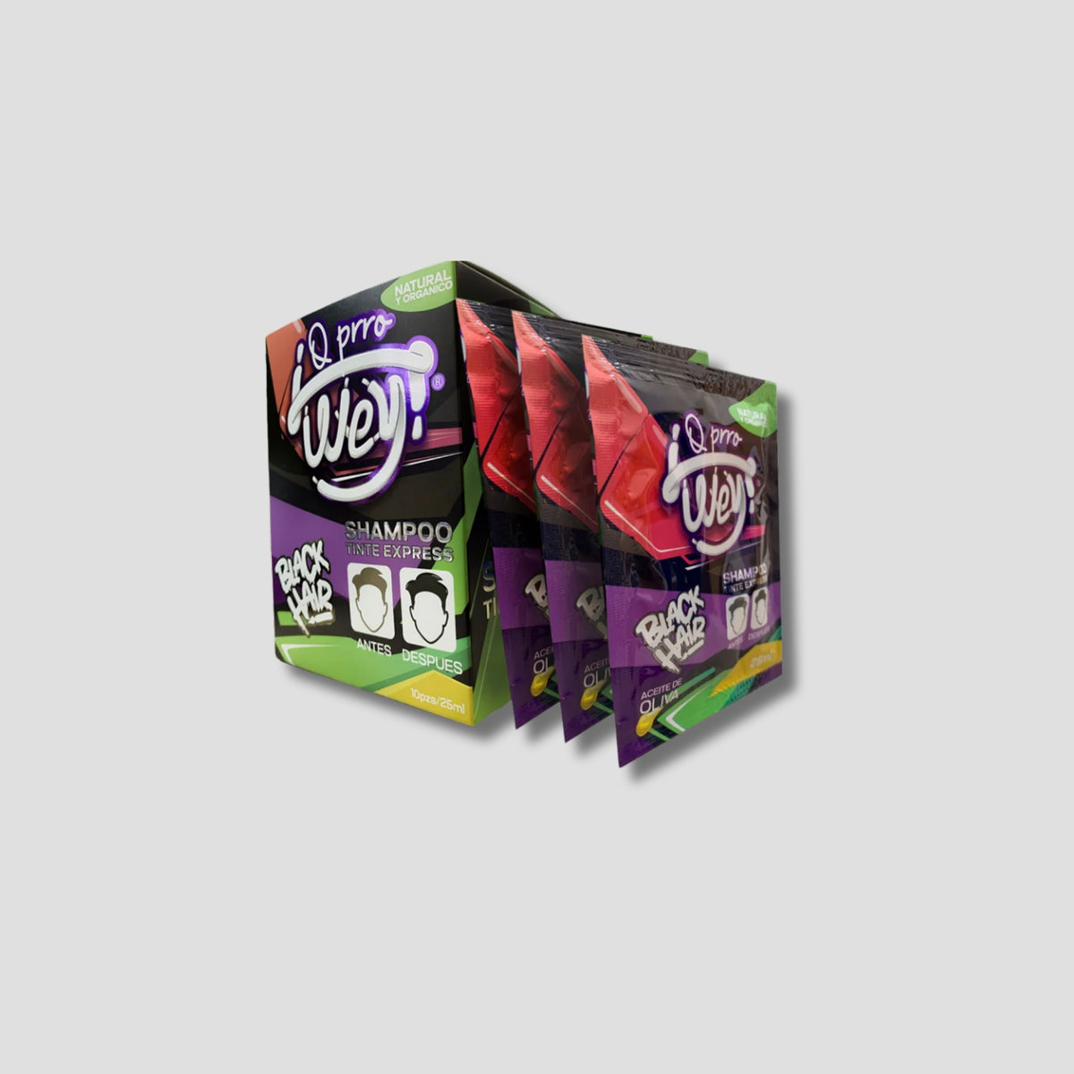 Q PRRO WEY SHAMPOO TINTE EXPRESS CAJA CON 10 PIEZAS COLOR BLACK