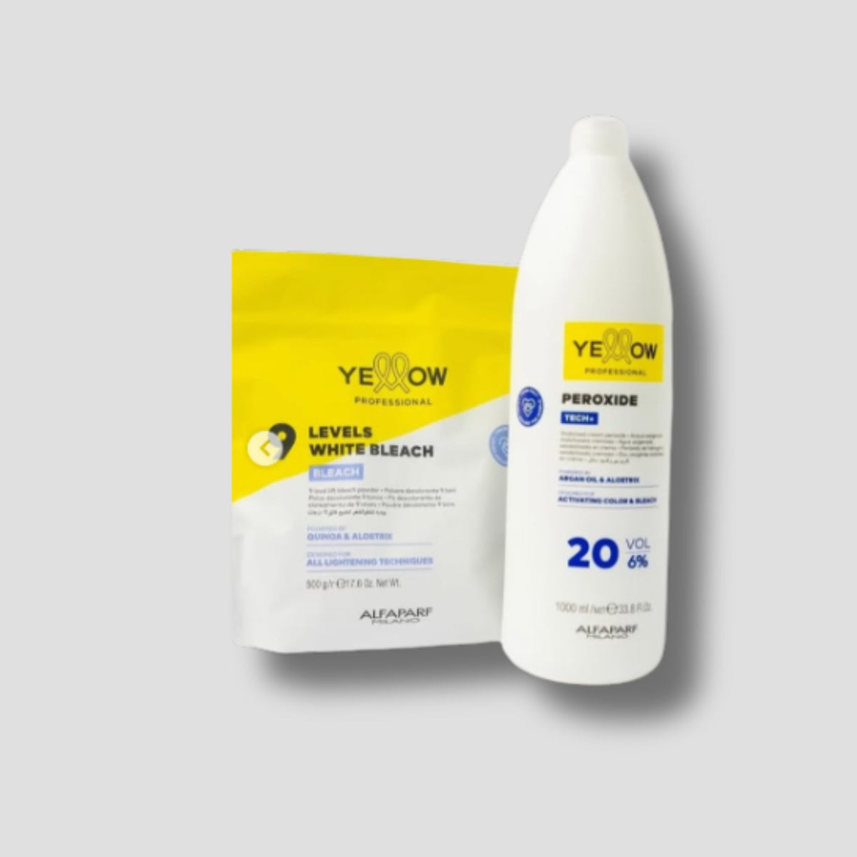 YELLOW KIT DECOLORANTE 9 NIVELES + PEROXIDO